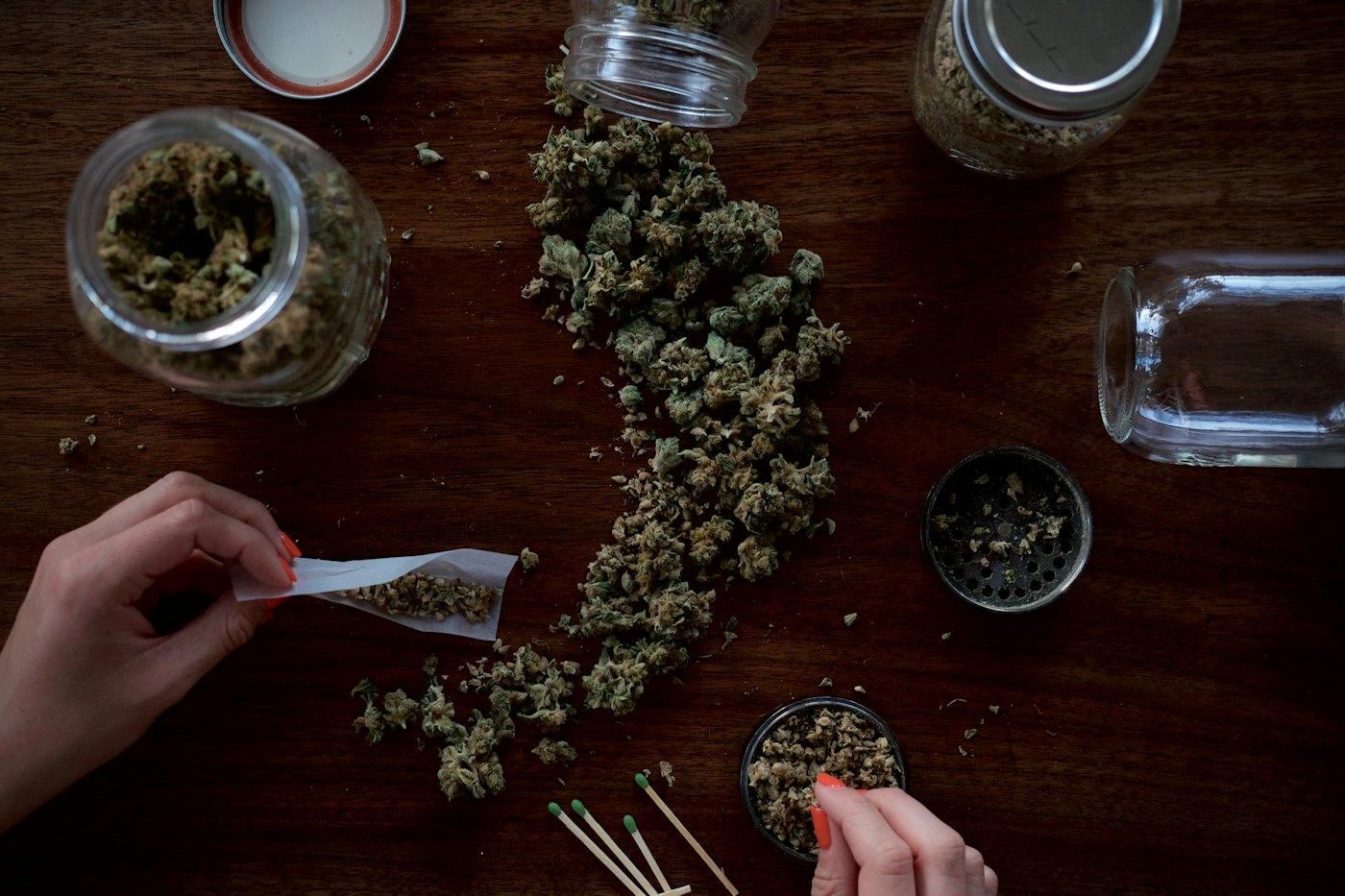 Cannabis flower in dispensary jars